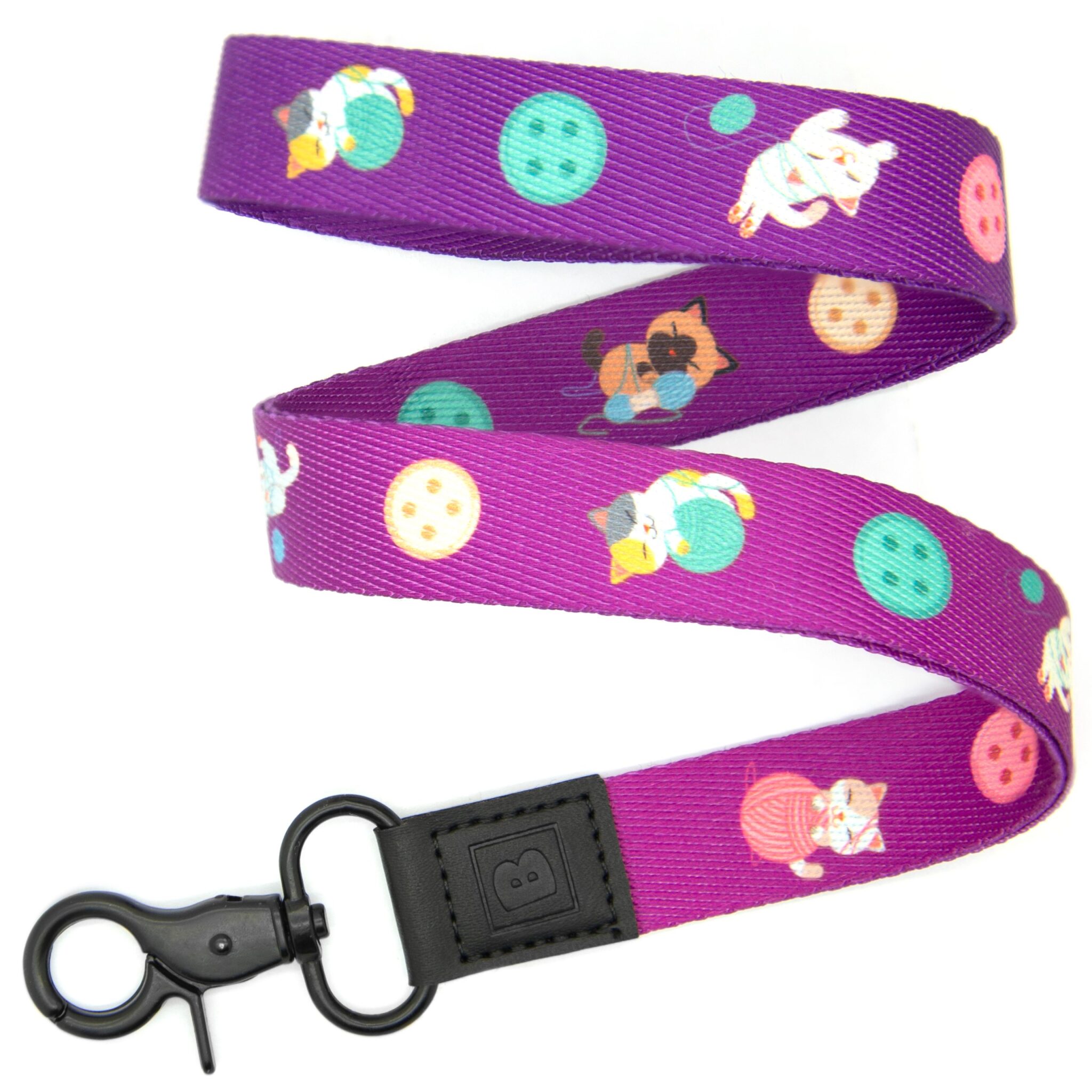 Purrfectly Purple: Cat Lover's Lanyard with Lobster Metal Clip by BadgeZoo