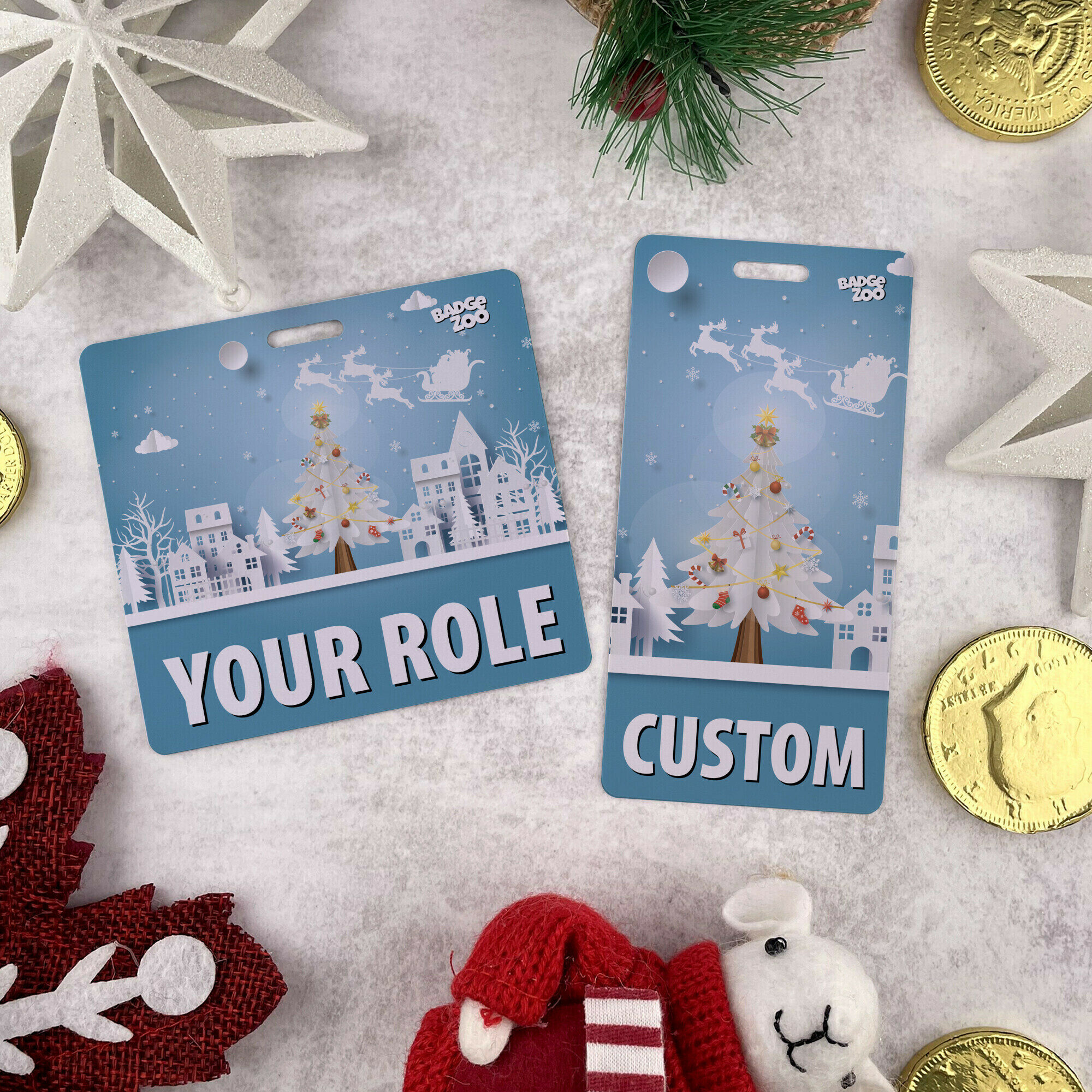 Customizable Badge Buddy - Christmas Series - Papercut Winter Night - ID Backer Card