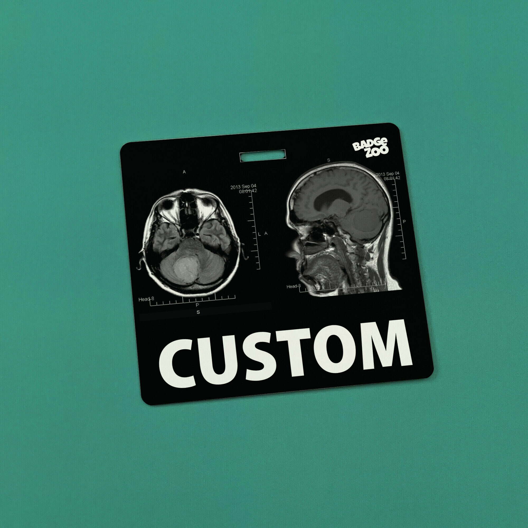 Personalized Double-Sided Horizontal Radiology MRI Marker Holder with Real X-RAY Scans - Waterproof PVC