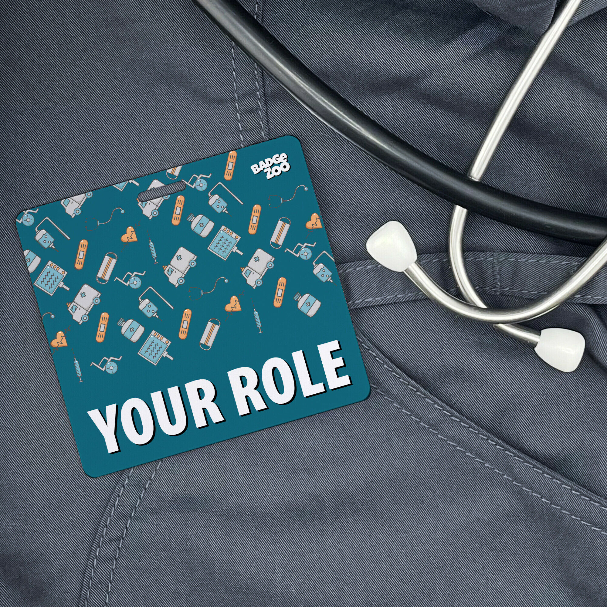 Medical Icons Pattern Badge Buddy Customizable Color