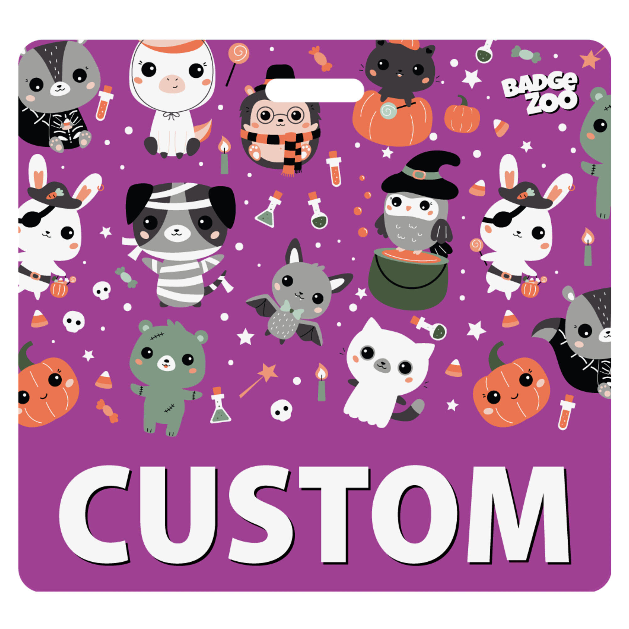 Cute Purple Halloween Monsters Badge Buddy