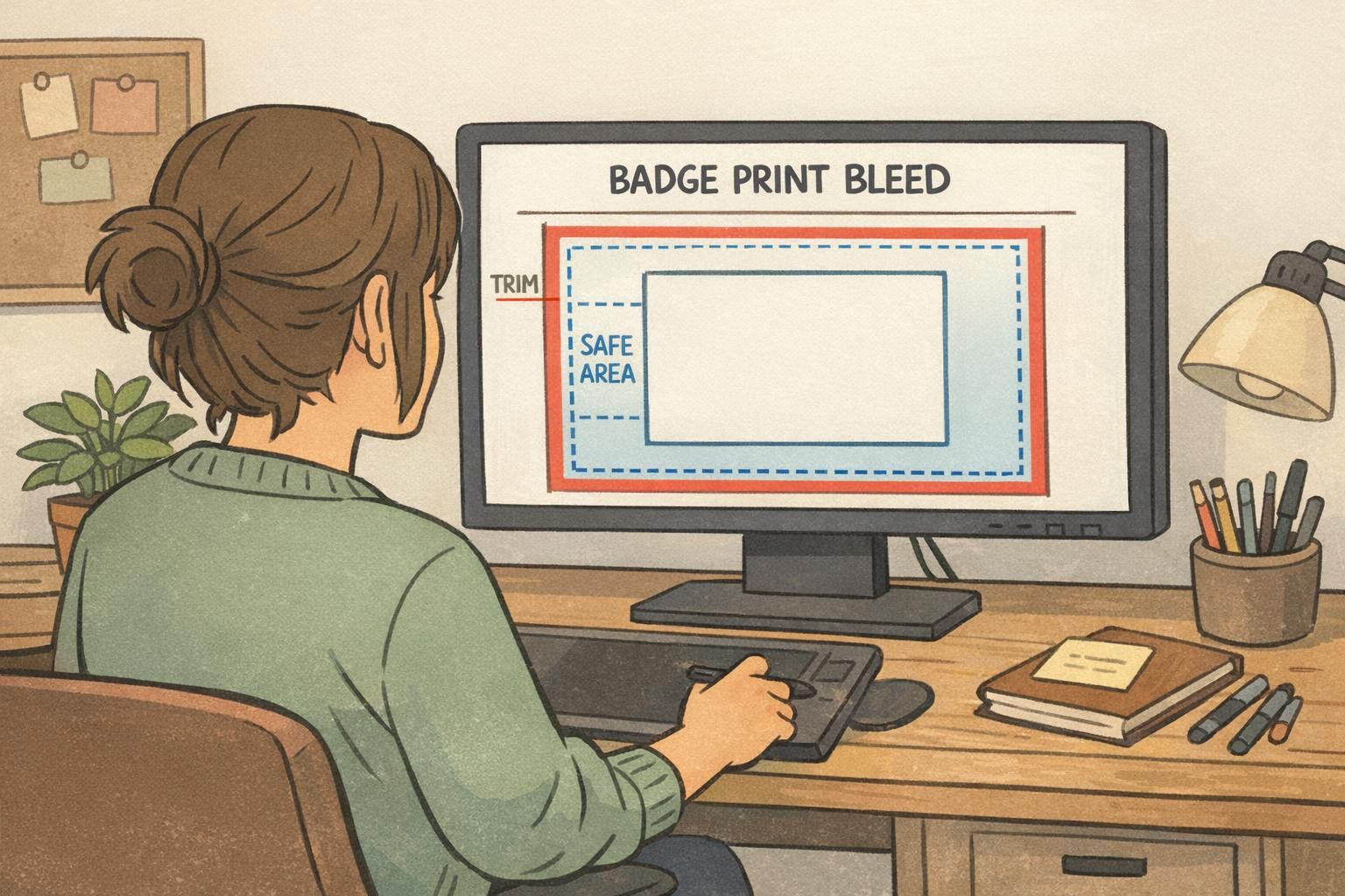 Badge print bleed Explained: Bleed, Trim, and Safe Margins for Edge-to-Edge Printing